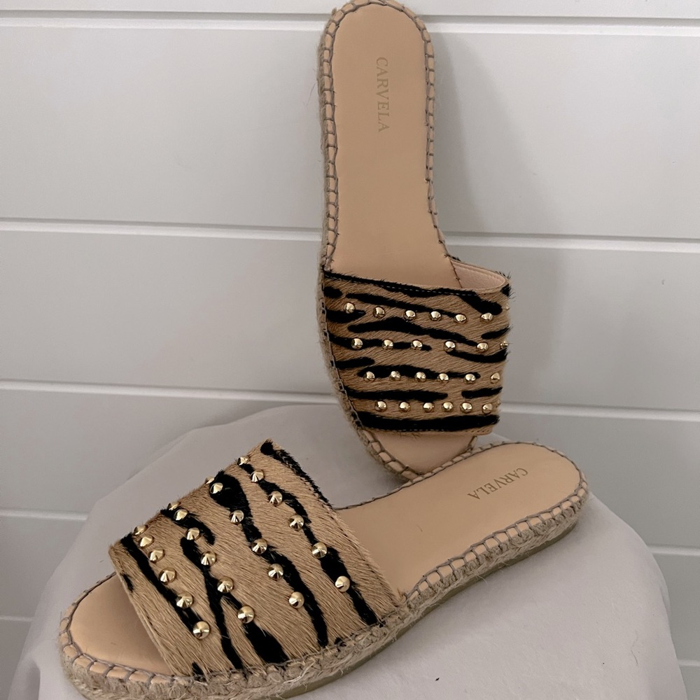 Slip on leather sandals